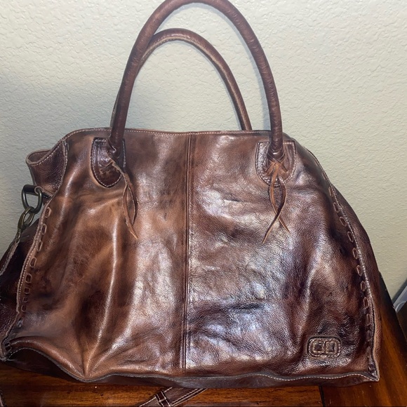 Bed Stu Distressed Brown Leather Shoulder Bag - Picture 4 of 8